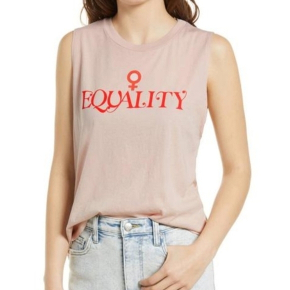 Treasure & Bond Tops - NWT Treasure & Bond Pink Equality Cotton Graphic Sleeveless Tank Top Size Large